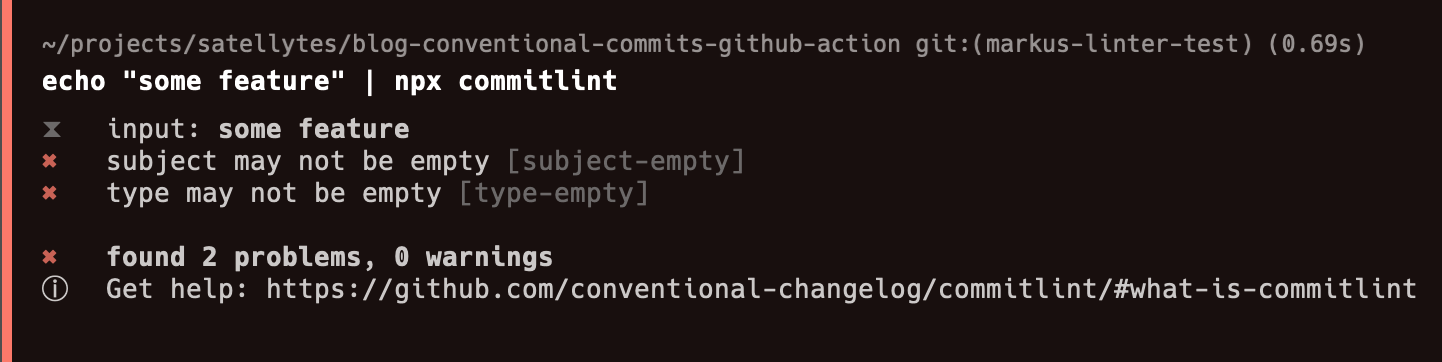 commitlint error: invalid type and subject